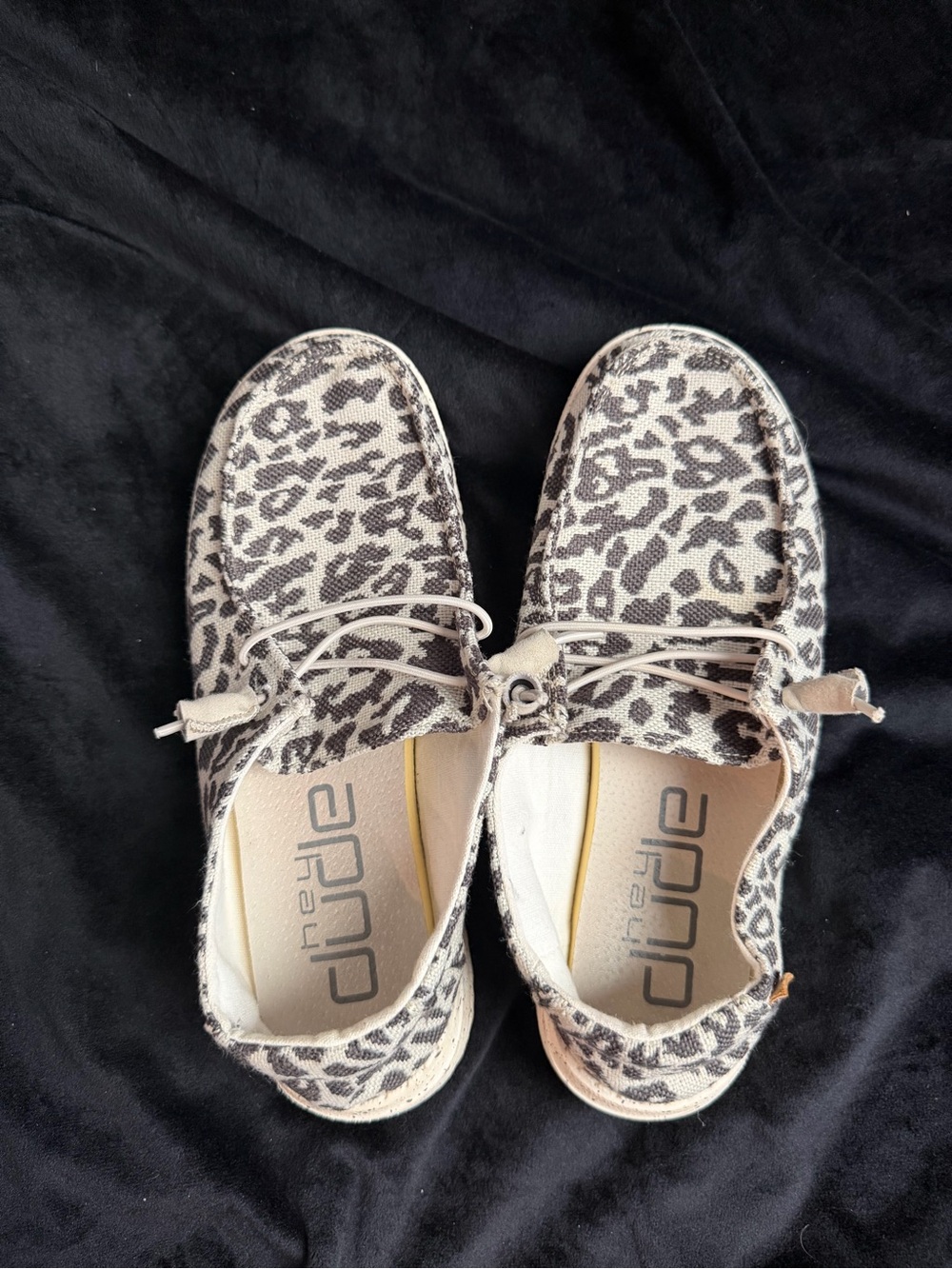 Hey Dude Leopard-Print Slip-On Flats in Beige and Dark Brown - Picture 3 of 5